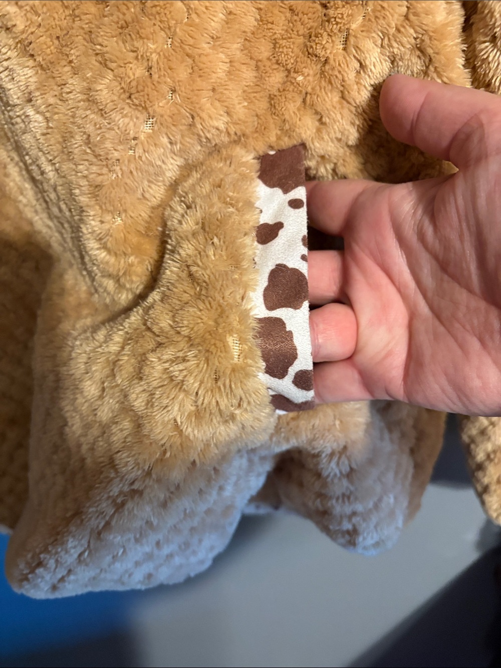 Simply Southern Tan Sherpa Pullover with Cow-Print Trim - Picture 3 of 3